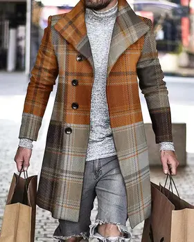 2023 Новое клетчатое мужское пальто, Ветровка, зимнее пальто, Мужская Одежда, Мужская куртка, пальто, Мужские пальто для мужчин