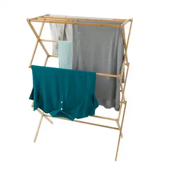 Портативная бамбуковая сушилка для одежды- складная и компактная для внутреннего/наружного использования