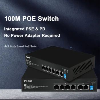 6-портовый PoE-коммутатор Ethernet Сетевой коммутатор 10/100 Мбит/с Smart Switcher Подключи и играй Сетевой концентратор Интернет-разветвитель