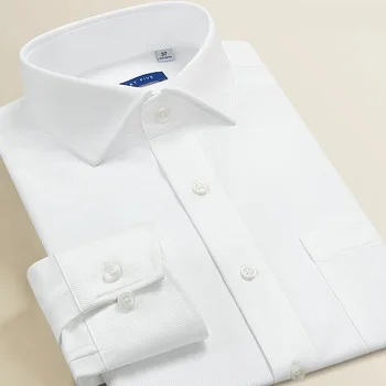 Нарядные Рубашки с круглым воротником Smart Five Для Мужчин, Облегающие Хлопчатобумажные Рубашки в Полоску с Длинным Рукавом, Мужские Белые Офисные Вечерние Camisa Masculina